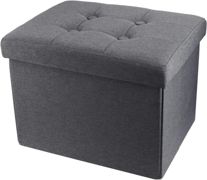 ALASDO Ottoman Storage Ottoman Footrest Stool Small Ottoman with Storage Foldable Ottoman Foot Rest Footstool Bench for Living Room 17x13x13inches Grey