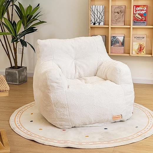 Bean Bag Chair with Filler, Bean Bag Sofa with Tufted Soft Stuffed Filling, Fluffy and Lazy Sofa, Comfy Cozy BeanBag Chairs with Memory Foam for Dorm, Apartment, Living Room...