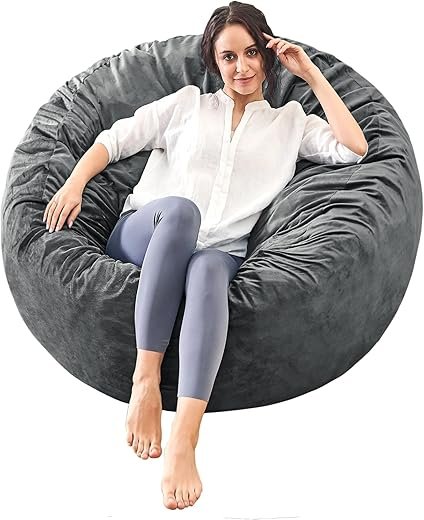 Bean Bag Chairs for Adults - Memory Foam Furniture BeanBag Chair - Kids/Teens Sofa with Soft Micro Fiber Cover - Round Fluffy Couch for Living Room Bedroom College Dorm - 3 ft,...