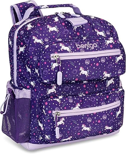 Bentgo Kids Backpack - Lightweight 14” Backpack in Fun Prints for School, Travel, & Daycare, Ideal for Ages 4+, Roomy Interior, Durable & Water-Resistant Fabric, & Loop for...