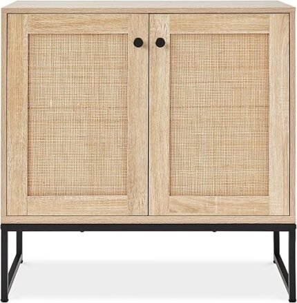 Best Choice Products 2-Door Rattan Storage Cabinet, Accent Furniture, Multifunctional Cupboard for Living Room, Hallway, Kitchen, Sideboard, Buffet Table w/Non-Scratch Foot Pads...