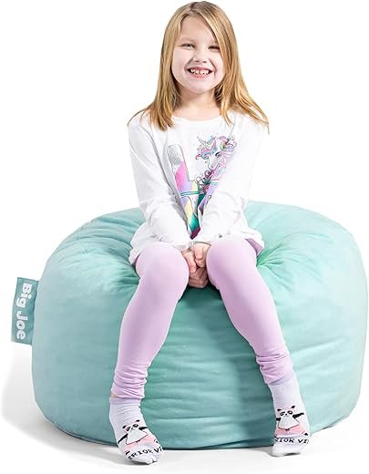 Big Joe Fuf Small Foam Filled Bean Bag Chair, Turquoise Plush, Soft Polyester, 2 feet