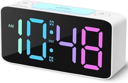 Cadmos Super Loud Alarm Clock for Heavy Sleepers Adults,Digital Clock with 7 Color NightLight,Adjustable Volume,USB Charger,Small Clocks for Bedrooms,Ok to Wake Up for...