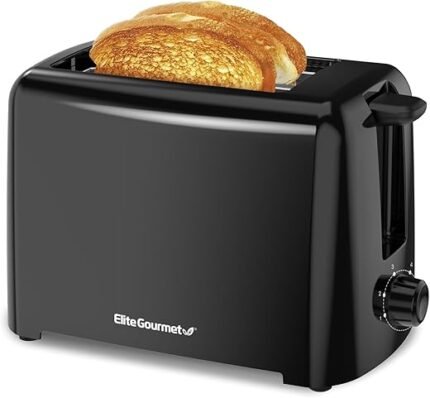 Elite Gourmet ECT1027B Cool Touch Toaster with 6 Temperature Settings & Extra Wide 1.25" Slots for Bagels, Waffles, Specialty Breads, Puff Pastry, Snacks, ETL Certified, 2...