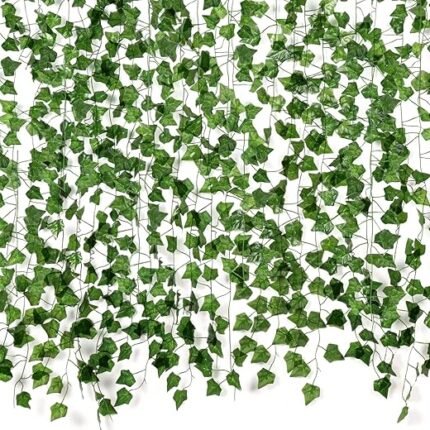 Fake Vines for Room Decor(12 Pack 84 Feet) Aesthetic Artificial Plant Ivy Leaves Hanging Greenery Garlands for Home Bedroom Wall Wedding Party Decor