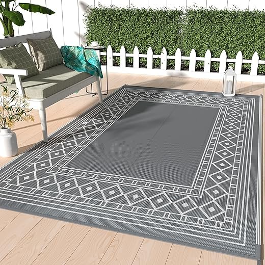 GENIMO Outdoor Rug 5'x8' for Patio Clearance, Reversible Plastic Straw Outdoor Area Carpet Waterproof, Camping Outside Mat for Outdoor Decor, RV, Deck, Camper, Balcony,Picnic...