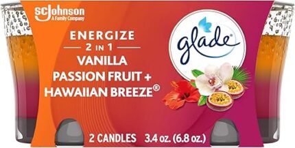 Glade Candle Jar, Air Freshener, 2in1, Hawaiian Breeze & Vanilla Passion Fruit, 3.4 Oz, 2 Count