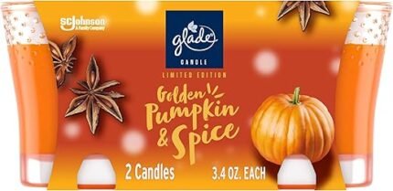 Glade Candle Jar, Air Freshener, Golden Pumpkin & Spice, Limited Edition Scent, 3.4 oz, 2 Count