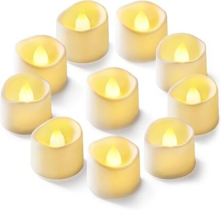 Homemory 12-Pack Flameless LED Tea Lights Candles Battery Operated, 200+Hour Fake Electric Candles TeaLights for Votive, Aniversary, Wedding Centerpiece Table Decor, Funeral,...