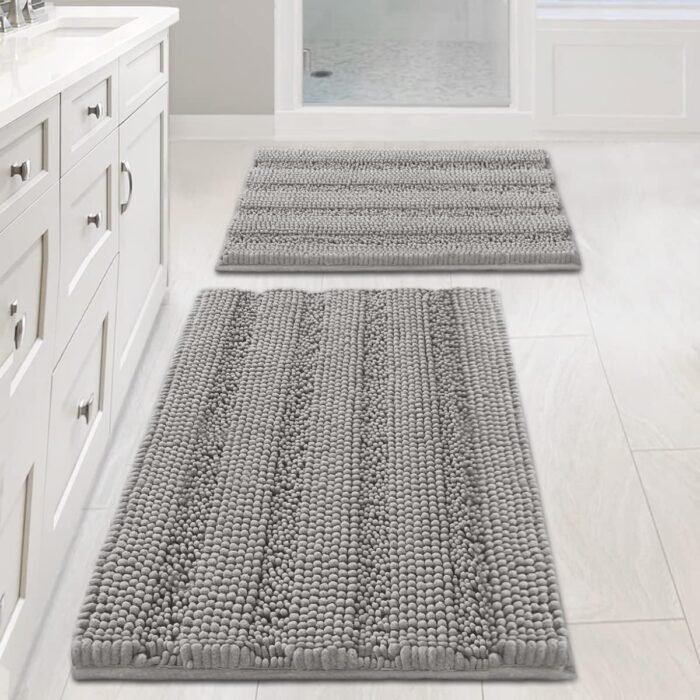 H.VERSAILTEX Bathroom Rugs Sets 2 Piece Bath Mat, Non Slip Thick Shaggy Chenille Bathroom Rugs Soft Bath Mats for Bathroom Extra Absorbent Floor Mats for Living Room (20" x...