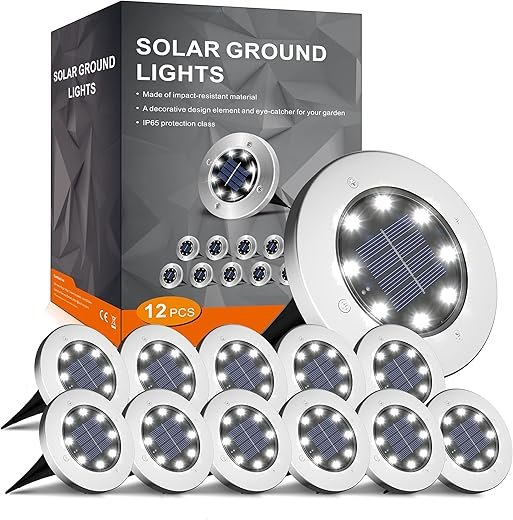 INCX Solar Lights for Outside,12 Pack Solar Lights Outdoor Waterproof, Solar Garden Lights Landscape Lighting for Patio Pathway Lawn Yard Deck Driveway Walkway White