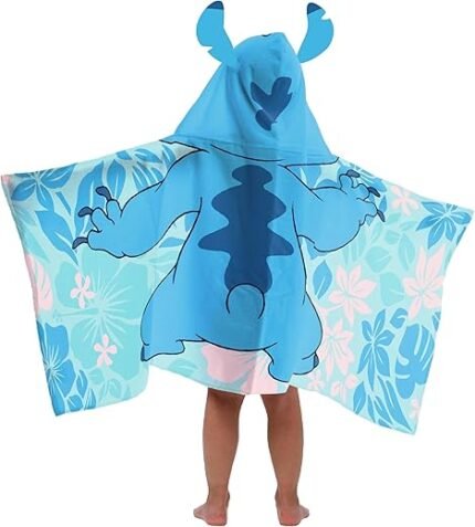 Jay Franco Disney Lilo & Stitch Hooded Bath Towel - Measures 22 x 51 Inches - Soft & Cozy Kids Cotton Pool/Beach Towel