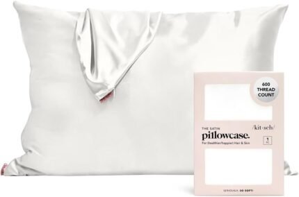 Kitsch Satin Pillowcase with Zipper for Hair & Skin, Softer Than Silk Pillow Cases Queen, Smooth Pillow Covers, Machine Washable, Wrinkle-Free, Cooling Satin Pillow Cases...