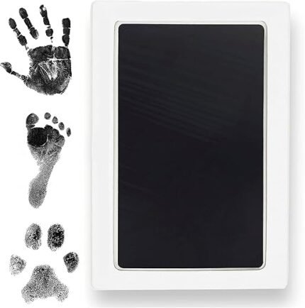 Large Clean Touch Ink Pad for Baby Handprints and Footprints – Inkless Infant Hand & Foot Stamp – Safe for Babies, Doesn’t Touch Skin – Perfect Family Memory or Gift, Black...