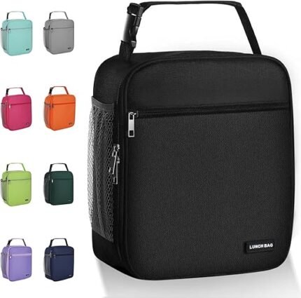 Lunch box Lunch bag for men women Large capacity Lunchbox Reusable Lunch bags Insulated Lunch bag Lunch box cooler (Black)