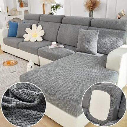 Magic Sofa Covers Couch Covers 2024 New Wear-Resistant Universal Sofa Covers Washable L Shape Stretch Couch Cushion Covers Slipcovers for Sectional Sofa (Texture Gray,Large...