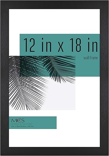 MCS Studio Gallery 12x18 Picture Frame Black Woodgrain, Rectangle Photo Frame for Photos, Posters & Art Prints (1-Pack)