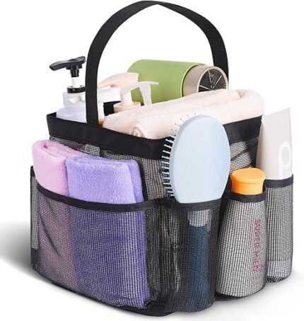 Mesh Shower Caddy Portable for College Dorm Room Essentials, Shower Caddy Dorm with 8-Pocket Large Capacity,Shower Bag for Beach,Swimming,Gym