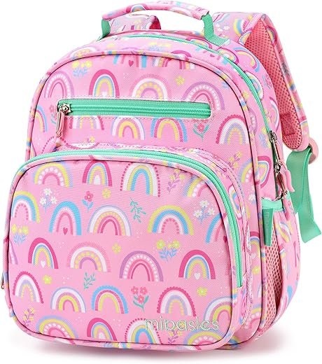 mibasies Toddler Backpack for Girls and Boys 2-4, Preschool Kindergarten Backpack, Cute Kids Backpacks for Girls（Rainbow）