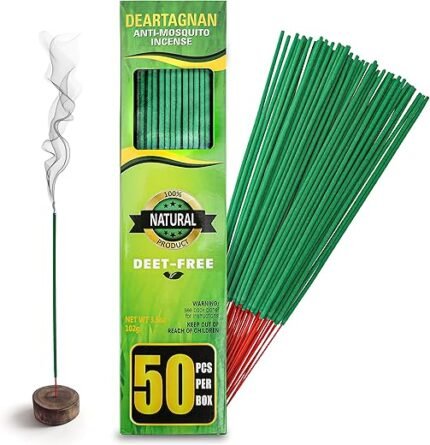 Mosquito Repellent Incense Sticks 50 Pieces per Box, for Patio/Natural Ingredients Citronella Oil/Lemongrass Oil/Made with Natural Based Essential - DEET Free Outdoor