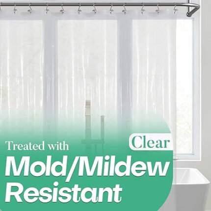 Mrs Awesome Clear Shower Curtain Liner with 3 Magnets, 72x72 Premium Flexible Sturdy Plastic Shower Curtain for Bathroom Lightweight, Waterproof, Clear