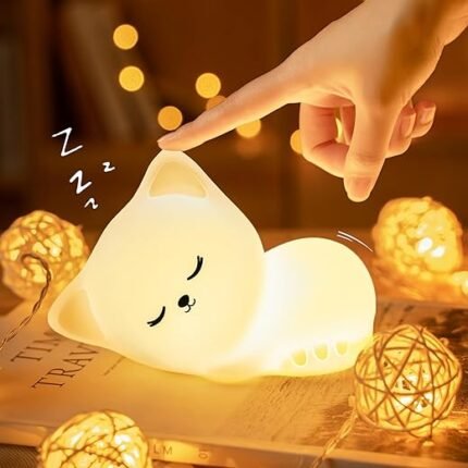 Mubarek Night Light for Kids Lamp Cute Lamp, 16 Colors+Tap+Silicone Kids Night Light for Kids Night Light, USB Rechargeable Cat Night Lights for Kids Room, Girls Bedroom Decor...