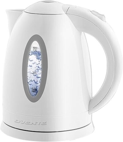 OVENTE Electric Kettle, Hot Water, Heater 1.7 Liter - BPA Free Fast Boiling Cordless Water Warmer - Auto Shut Off Instant Water Boiler for Coffee & Tea Pot - White KP72W