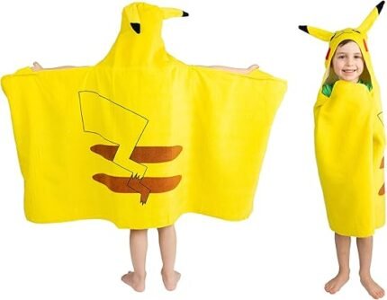 Pokemon Pikachu Bath/Pool/Beach Soft Cotton Terry Hooded Towel Wrap, 24" x 50", By Franco Kids