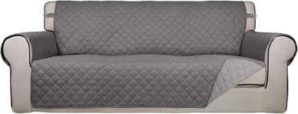 PureFit Reversible Quilted Sofa Cover, Water Resistant Slipcover Furniture Protector, Washable Couch Cover with Non Slip and Elastic Straps for Kids, Dogs, Pets (Sofa,...