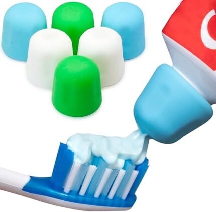 Self Closing Toothpaste Caps 6-Pack by Tilcare - No Waste Cap Dispensers for Adult and Kids Bathroom - Mess-Free Toothpaste Lids - Easy to Use, Food Grade Silicone and BPA-Free...