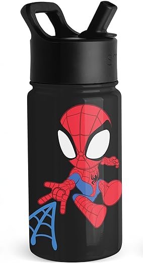 Simple Modern Spiderman Kids Water Bottle with Straw Lid | Marvel Insulated Stainless Steel Reusable Tumbler Gifts for School, Toddlers, Boys | Summit Collection | 14oz, Spidey Kid