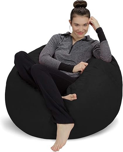 Sofa Sack Bean Bag Chair - Plush, Ultra Soft - Memory Foam Bean Bag Chair with Microsuede Cover - Stuffed Foam Filled Furniture and Accessories for Dorm Room 3 Feet - Black