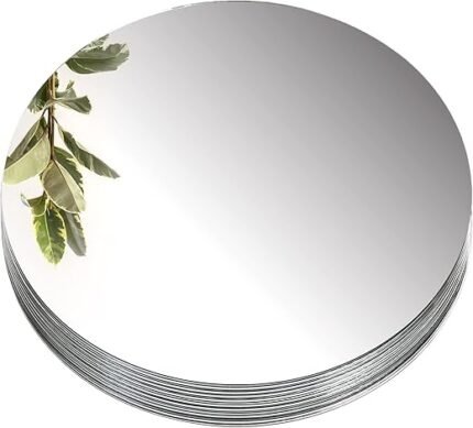 Suwimut Set of 12 Round Mirror Candle Plate Set, 12 Inch Round Mirror Trays, Circle Glass Mirror Tiles for Table Centerpieces, Wedding Party Decorations, Wall Decor, Crafts,...