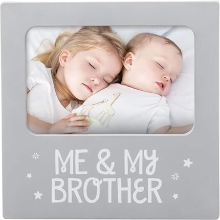 tiny ideas Me and My Brother Picture Frame, Sibling Keepsake, Ideal Big Brother Gift, Shower Gift and Gender Neutral Nursery Decor, Gray