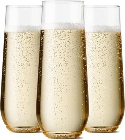 TOSSWARE POP 9oz Flute, Premium Quality, Recyclable, Unbreakable & Crystal Clear Plastic Champagne Glasses,Flute , 12 Count (Pack of 1)