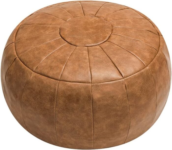 Unstuffed Pouf Cover, Ottoman Shell, Bean Bag Chair, Foot Stool, Foot Rest, Storage Solution or Wedding (Empty & New) (Amaretto)