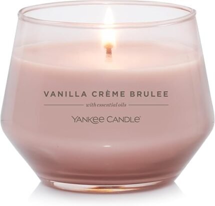 Yankee Candle Studio Medium Candle, Vanilla Crème Brûlée, 10 oz: Long-Lasting, Essential-Oil Scented Soy Wax Blend Candle | 40-65 Hours of Burning Time