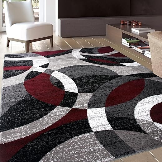 Abstract Circles Area Rug 5'3" x 7'3" Red Review