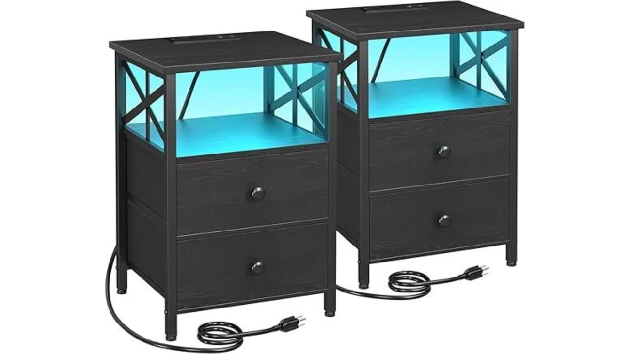 AMHANCIBLE LED Nightstands Set of 2