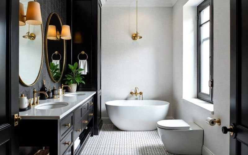 Black, White & Gold Bathroom Decor