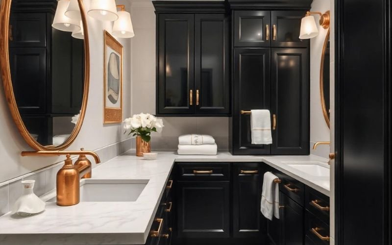 Black, White & Gold Bathroom Decor