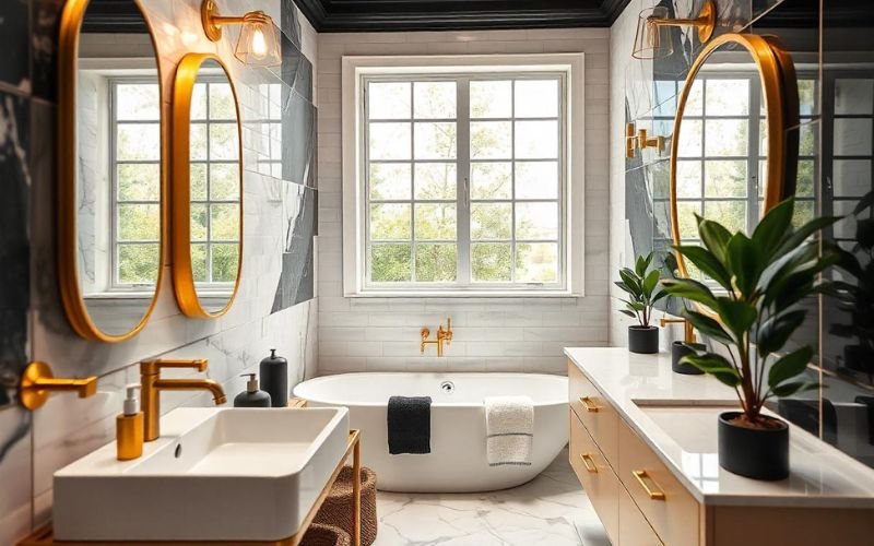 Black, White & Gold Bathroom Decor