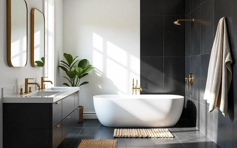 Black, White & Gold Bathroom Decor