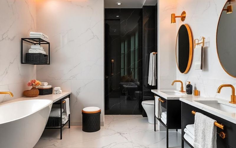 Black, White & Gold Bathroom Decor