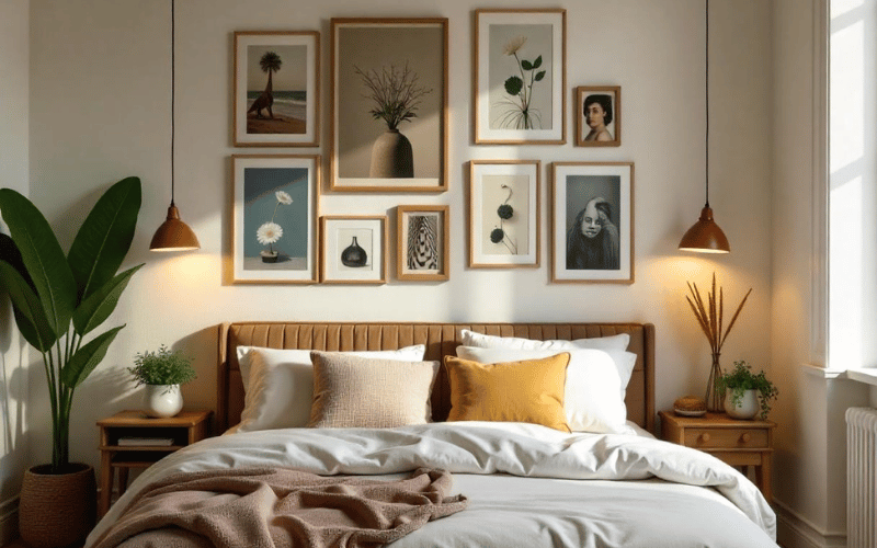 how to decorate above a bed