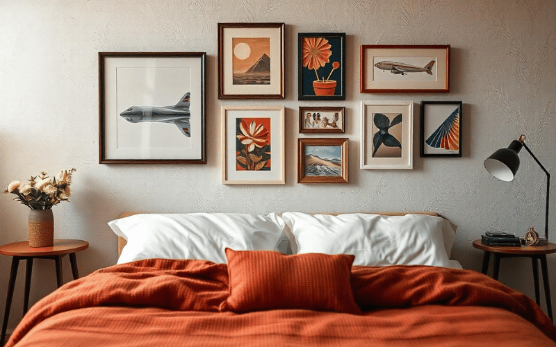 how to decorate above a bed