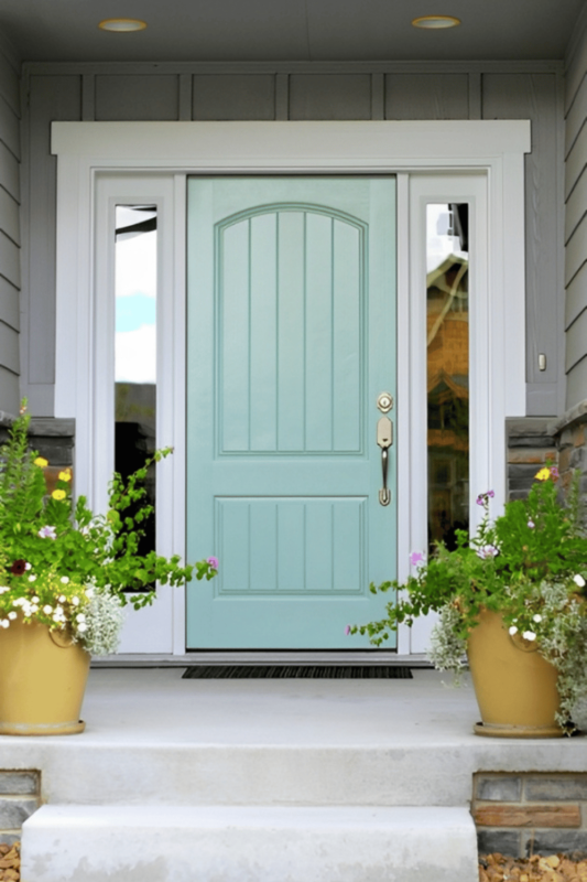 Blue Green Front Door