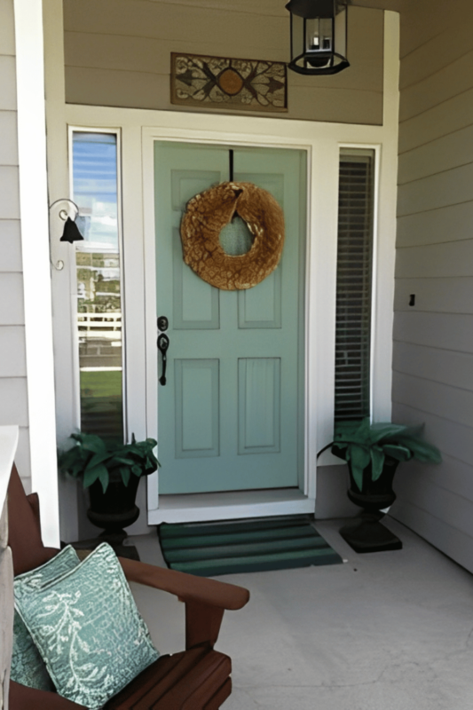 Blue Green Front Door