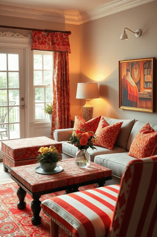 Cozy Decor Orange Red