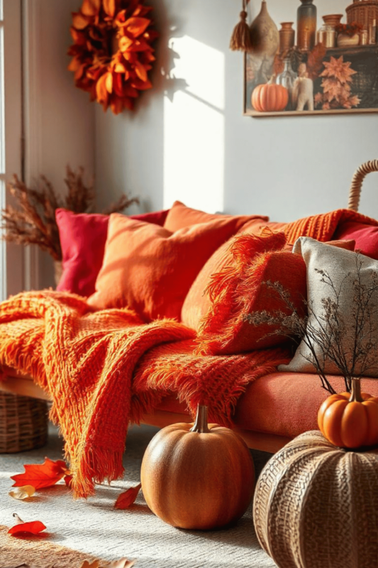 Cozy Decor Orange Red